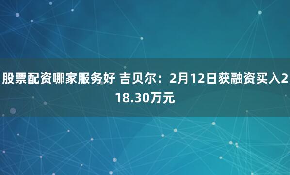 股票配资哪家服务好 吉贝尔：2月12日获融资买入218.30万元