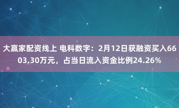 大赢家配资线上 电科数字：2月12日获融资买入6603.30万元，占当日流入资金比例24.26%