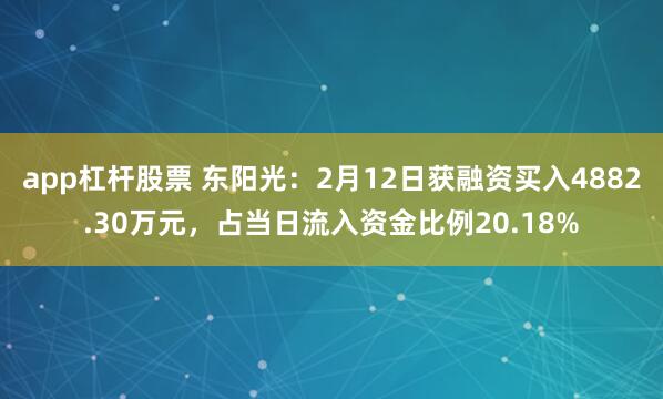 app杠杆股票 东阳光：2月12日获融资买入4882.30万元，占当日流入资金比例20.18%