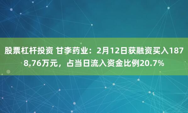 股票杠杆投资 甘李药业：2月12日获融资买入1878.76万元，占当日流入资金比例20.7%