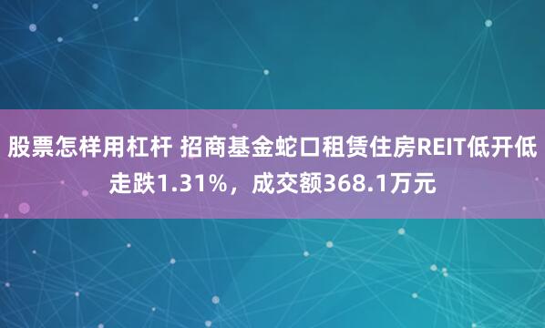 股票怎样用杠杆 招商基金蛇口租赁住房REIT低开低走跌1.31%，成交额368.1万元