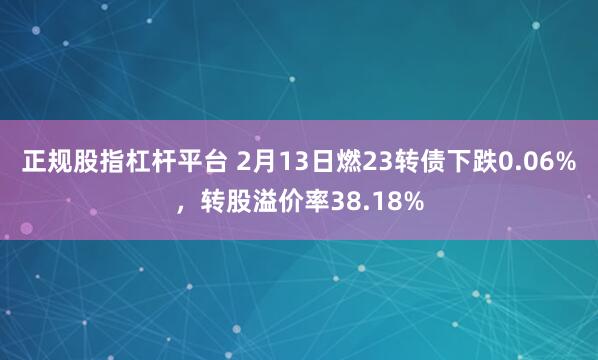 正规股指杠杆平台 2月13日燃23转债下跌0.06%，转股溢价率38.18%