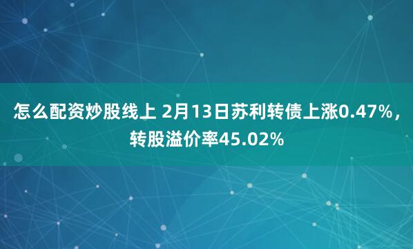 怎么配资炒股线上 2月13日苏利转债上涨0.47%，转股溢价率45.02%